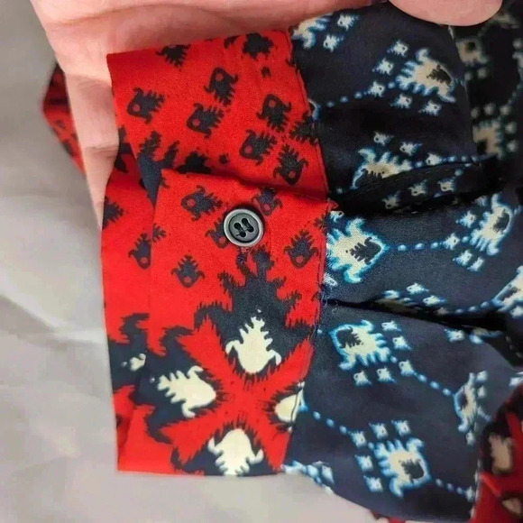 Collective Concepts Women Blue/ Red  3/4 Sleeves V Neck Casual Dress Size Small - Picture 6 of 11